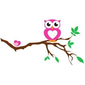 Cute Owl on Tree Branch   Vinyl Wall Decal  