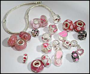   Style Charm Bead Set with Bracelet   Pink Mix   