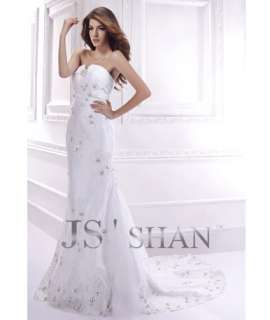 SALE White Applique Strapless Lace Mermaid Bridal Gown Wedding Dress 