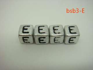 26 Letters 6mm silver Cube Alphabet Letter Acrylic Beads A Z bsb3 