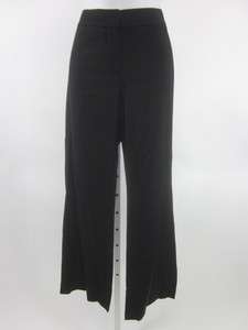 ELIE TAHARI Black Textured Cotton Straight Leg Pants 6  
