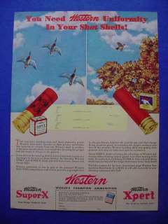 1937 Western Shotgun Shell Boxes & Flying Game Birds Ad  