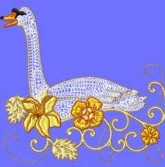 STYLISH SWANS MACHINE EMBROIDERY DESIGNS 2 SIZES  