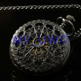 NEW Black Classical Mechanical Pocket Watch Chain FOB  