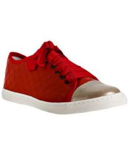 Lanvin red quilted calfskin grosgrain lace up sneakers   up to 