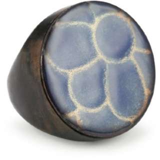 Leighelena Enamel Collection Blue Mum Glass Copper And Wood Ring 
