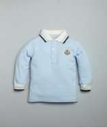   light blue stretch cotton piqué long sleeve polo style# 318131601