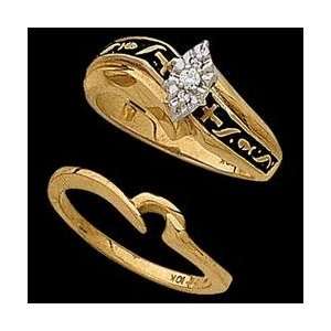    14k Yellow Gold Religious Bridal Diamond Ring 