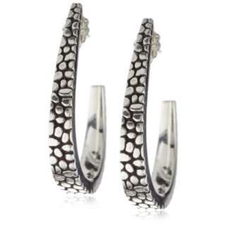 Hoop Earrings With Stingray Texture Silver   designer shoes 
