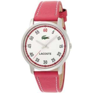 Lacoste Womens 2000567 Calvi Pink Leather Strap White Dial Watch 
