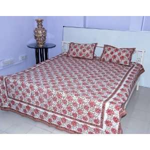  Design Hand Block Floral Print Bed Spread Bed Sheet With 