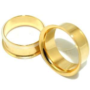   Flare Flesh Tunnels Plugs Earlet (Color Gold, Size 1 One inch or 25mm
