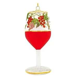  Wine Glass With Grapes Ornament