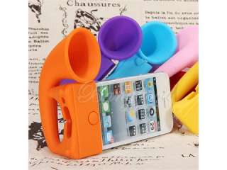 Cute Portable Silicone Horn Stand Amplifier Speaker For iPhone 4 4S 4G 
