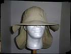 Men or Women Bucket Sun Hat w/Drape Khaki/Tan Color Large NWT