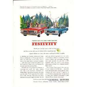 1961 Ad Pontiac Safari Wagon & Tempest 4 Door Sedan Original Antique 