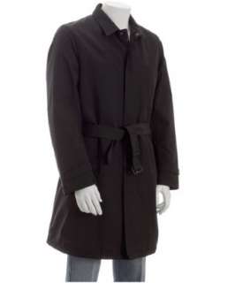 Prada black cotton blend belted raincoat  