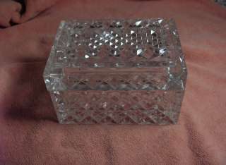 Vintage Cut Glass Bohemian Crystal 2 Pc Trinket Jewelry Box Signed 