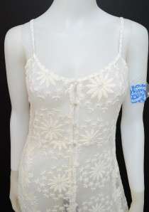 NWT Intimately Free People L Large Cream Sheer Floral Lace Long 