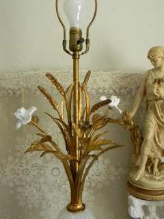 OMG~RARE Hollywood Regency Tole and Italian Murano Glass Lamp~Mid 
