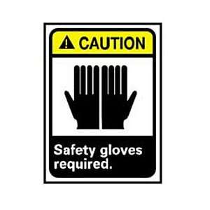Graphic Signs   Caution Safety Gloves Required   Vinyl 7W X 10H 