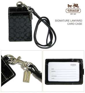 New COACH Black Signature ID Lanyard Badge Holder 60357  