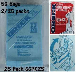 50 Genuine Oreck XL CC Upright Vacuum Cleaner Bags CCPK25  