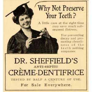  1905 Ad Dr Sheffields Antiseptic Creme Dentifrice Teeth 