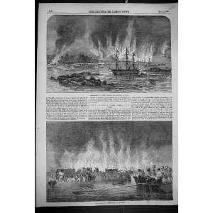  1855 War Destruction Russian Barracks Magazine Hango Ships 