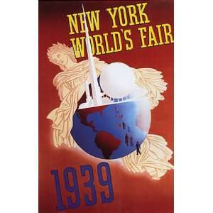  NEW YORK WORLDS FAIR 1939 SMALL VINTAGE POSTER CANVAS 