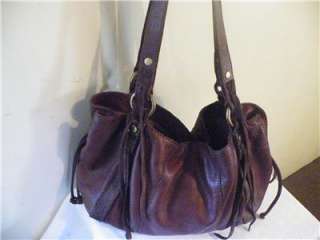 Lucky Brand Brown Leather Hippie Style Shoulder Handbag Bag Purse 