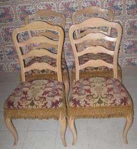 Ethan Allen Country French Set of 4 Ladderback Chairs w. 270 Bisque on 