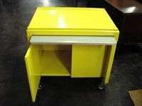 Retro Audio Video Rolling Storage Cart with Tray Yellow  