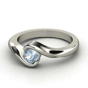    Embrace Ring, Round Aquamarine 18K White Gold Ring Jewelry