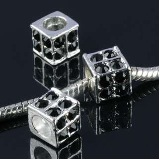Hot Exquisite Cube Crystal Charm Beads Fit Chains 50pcs  