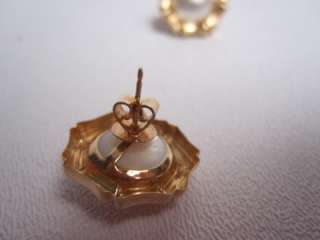 12mm MABE CULTURED PEARL AND 14KT GOLD PIERCED EARRINGS SWEET  