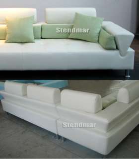NEW MODERN WHITE LEATHER SECTIONAL SOFA CHAISE S157W  