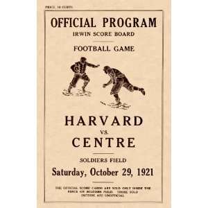  Program Cover Art   HARVARD (H) VS CENTRE (OFFICIAL PGM) 1921 Sports