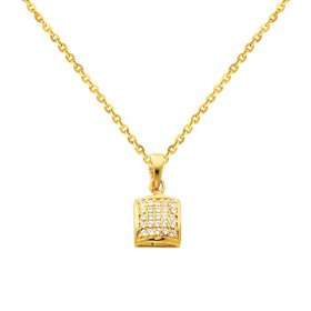  Pendant (0.3 or 7mm Square) with Yellow Gold 1.2mm Side Diamond cut 