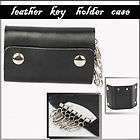   nice mini Leather Key KeyChain Holder case Bag Black Buckle Unisex