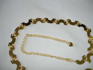 Half Circle Pattern Metal Chain Belt S M L Silver Gold  