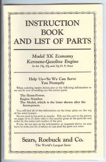 Model XK Economy Kerosene Gasoline Engine Manual Hercules  