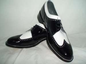 New Stacy Baldwin Two Tone Patent Leather Tuxedo Shoes  