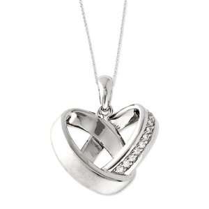   Silver CZ Happy Ever After 18in Wedding Bands Necklace Jewelry
