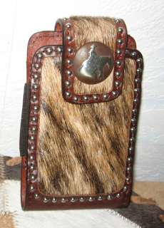   Cowhide Trim Reining Horse Concho 5x3+ Cell Phone Holder IPhone  