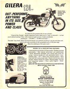 1965 Gilera 124 Motorcycle Magazine Ad.  