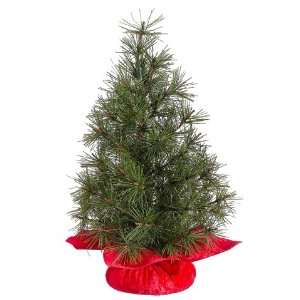 12 Mixed Pine Artificial Table Top Christmas Tree with Red Velvet Bag 