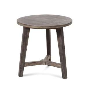 Round End Table by Bassett Mirror Company   Pine in Rusticated Brown 