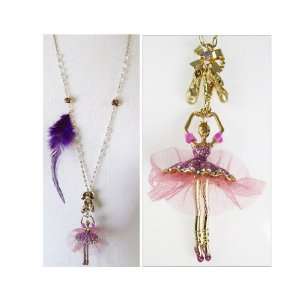 Betsey Johnson Tzarna Princess Ballerina w/ Feather Necklace