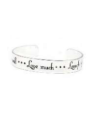 Live Well, Love Much, Laugh Often Inspirational Message Silver Tone 